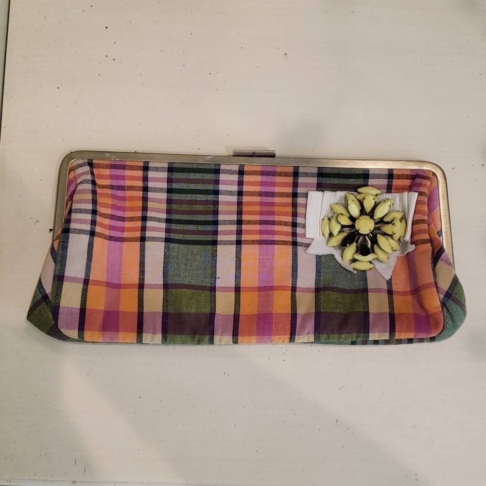 J Crew Plaid and Floral Clutch 91261